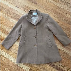 🥰- Fleurette classic camel colored  swing coat. Size 8